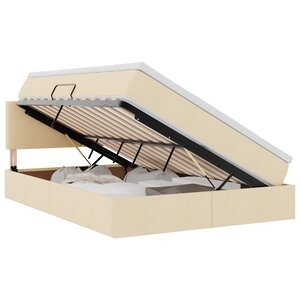 vidaXL Lit de rangement LED avec matelas Crème 140 x 200 cm Tissu