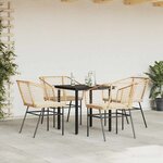 vidaXL Ensemble à manger jardin coussins 5Pièces marron poly rotin verre