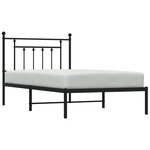 vidaXL Cadre de lit métal avec tête de lit noir 100x190 cm