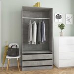 vidaXL Garde-robe Gris béton 100x50x200 cm Bois d'ingénierie