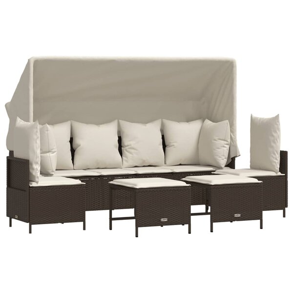vidaXL Salon de jardin avec coussins 5 Pièces marron résine tressée
