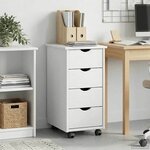 vidaXL Cabinet roulant 34 x 39 x 65 5 cm Bois de Pin Massif Blanc
