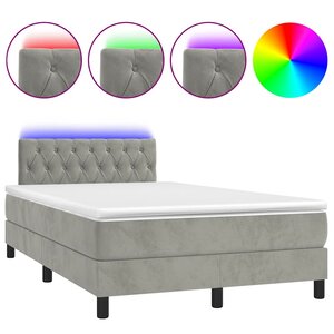 vidaXL Sommier à lattes de lit avec matelas LED gris clair 120x190 cm