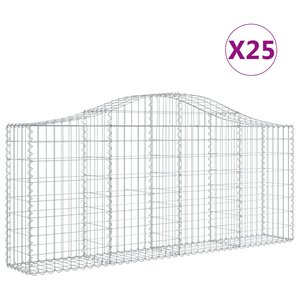 vidaXL Paniers à gabions arqués 25 Pièces 200x30x80/100 cm Fer galvanisé