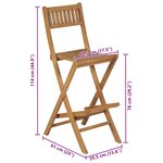 vidaXL Tabourets pliables de bar d'extérieur lot de 2 bois teck solide