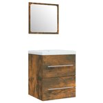 vidaXL Meuble lavabo avec bassin intégré Chêne fumé Bois d'ingénierie