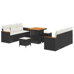 Ensemble de canapé de jardin vidaXL 9 pièces avec coussins noirs en poly rotin