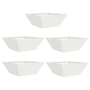 vidaXL Jardinières en bol   5 pièces  blanches  40x40x15 cm  en acier.