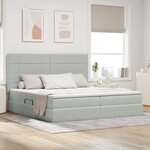 vidaXL Lit de rangement LED avec matelas Gris clair 200 x 200 cm