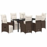 vidaXL Ensemble de salle à manger pour jardin 7 Pièces Marron Poly rotin