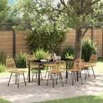 vidaXL Ensemble de Salle à Manger de Jardin 7 Pièces Marron Poly Rattan