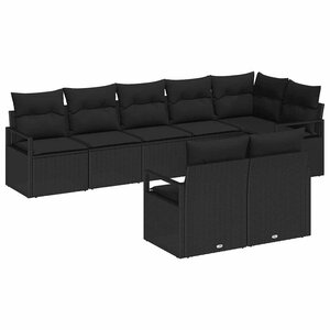 vidaXL Ensemble de canapé de jardin 8 Pièces Noir Poly rotin