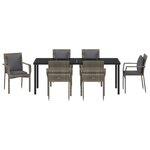 vidaXL Ensemble de Salle à Manger de Jardin 7 Pièces avec Coussins Gris Poly Rattan