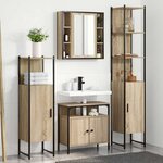 vidaXL Ensemble de mobilier de salle de bain Autre 4 Pièces Chêne sonoma