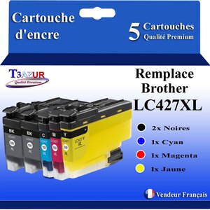T3AZUR- 5x Cartouche compatible avec Brother LC427 XL pour Brother MFC-J6957DW  MFC-J6957DWT  MFC-J6959DW