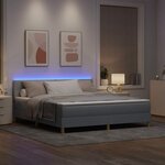 vidaXL Lit à ressort LED avec matelas Gris clair 180 x 200 cm tissu