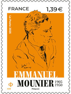 Timbre - Emmanuel Mounier (1905-1950) - Lettre verte