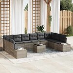 vidaXL Ensemble de canapé de jardin avec coussin 11 Pièces Gris clair