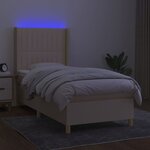 vidaXL Sommier à lattes de lit matelas et LED Crème 90x190 cm Tissu