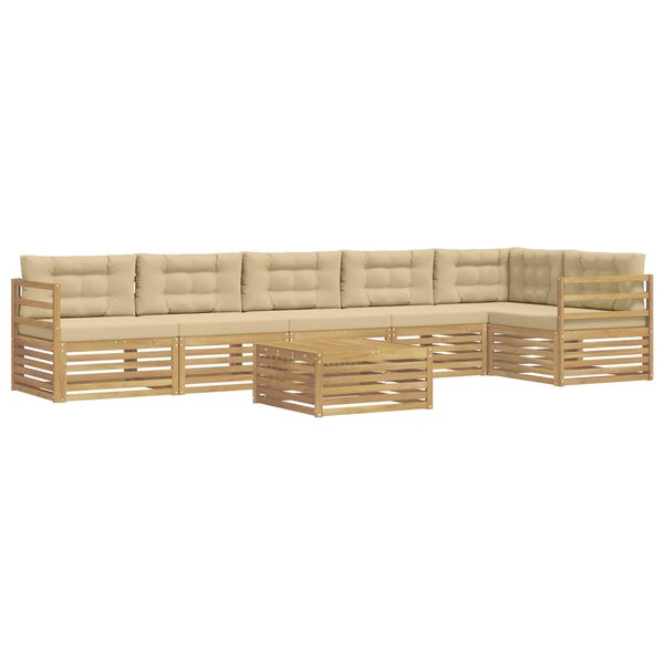 vidaXL Ensemble de canapés d'extérieur 7 pc Blanc et Beige Polyester