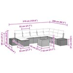 vidaXL Ensemble de canapé de jardin 9 pièces avec coussins Beige en poly rattan