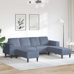 vidaXL Canapé Bleu 250 x 188 x 76 cm Tissu en velours côtelé