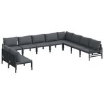 vidaXL Ensemble de canapé de jardin avec coussin 10 Pièces Noir Acier