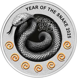 Pièce de monnaie en Argent 1 Dollar g 17.50 Millésime 2025 YEAR OF THE SNAKE