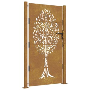 vidaXL Portail de jardin 105x180 cm acier corten conception de l'arbre