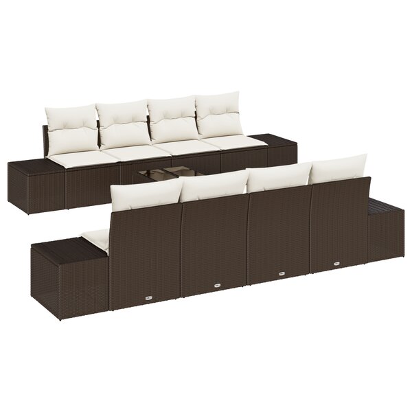 vidaXL Ensemble de Sofa de Jardin 7 pièces avec Coussins Marron Poly Rattan