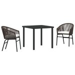 vidaXL Set de Jardin de Salle à Manger de 3 Pièces Marron Poly Rattan