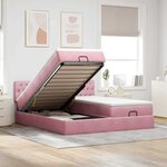 vidaXL Cadre de lit ottoman avec matelas rose 160x200 cm velours
