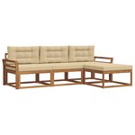 vidaXL Ensemble de canapés d'extérieur 4 Pièces Naturel et Beige