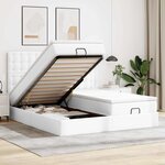 vidaXL Cadre de lit ottoman et matelas blanc pur 200x200cm similicuir