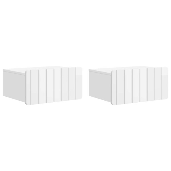 vidaXL Cabinet de chevet mural 2 pc Blanc brillant 49 x 34 5 x 24 cm