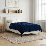 vidaXL Duvet complet toute l'année Bleu foncé 155 x 200 cm Microfibre