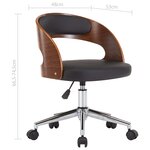 vidaXL Chaise pivotante de bureau Noir Bois courbé et similicuir