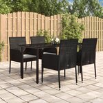 vidaXL Ensemble à manger de jardin coussins 5Pièces Noir Résine tressée