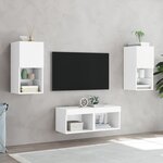vidaXL Meuble TV muraux 4 Pièces avec lumières LED blanc