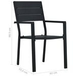 vidaXL Chaises de jardin lot de 2 Noir PEHD Aspect de bois