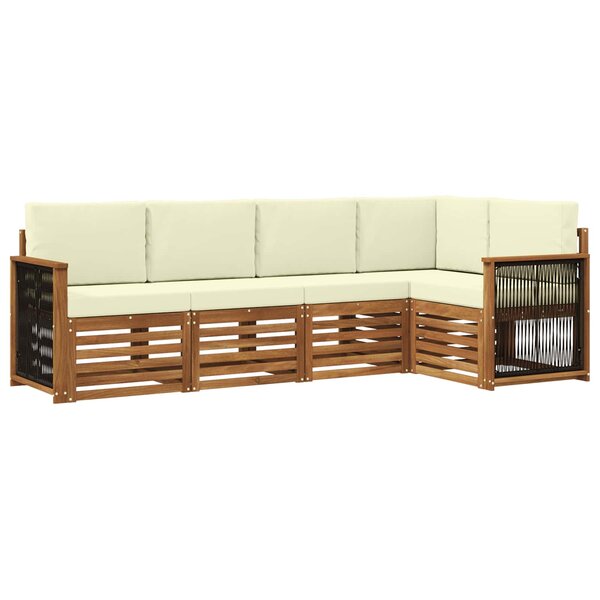 vidaXL Ensemble de canapés d'extérieur 4 pc Naturel et Crème