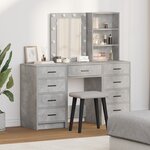 vidaXL Ensemble de Table de Maquillage 3 Pièces avec LED - Gris Béton Bois d'Ingénierie