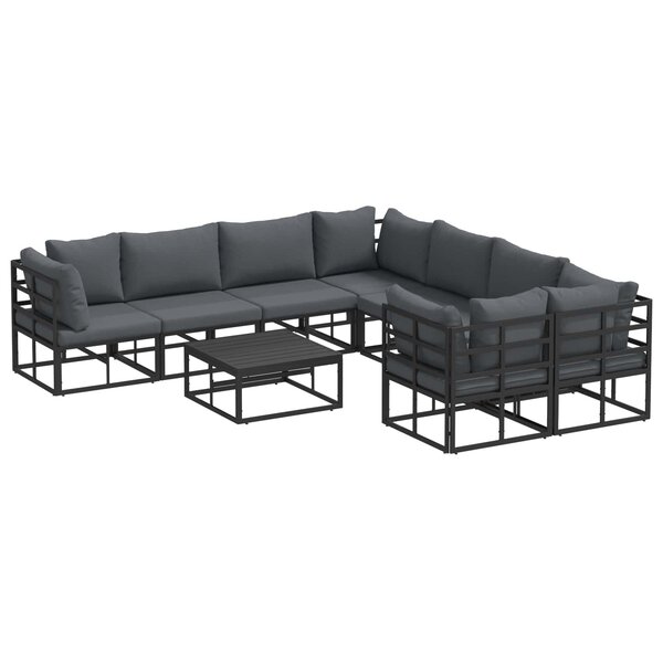 vidaXL Ensemble de canapé de jardin 9 pc Noir Acier