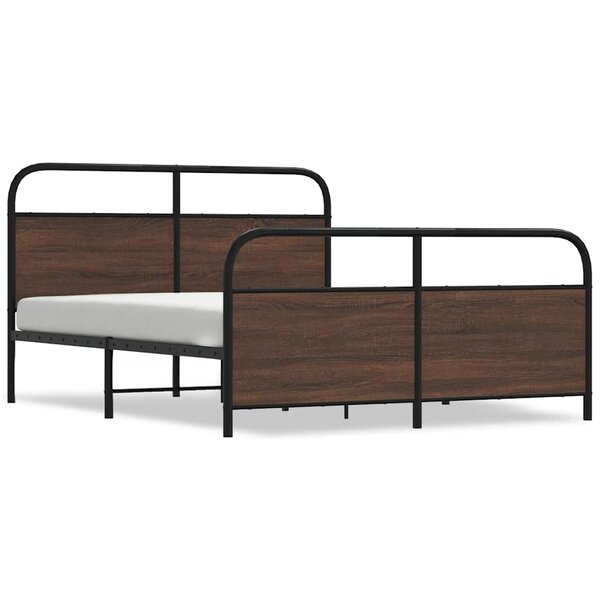 vidaXL Cadre de lit en métal sans matelas chêne marron 150x200 cm