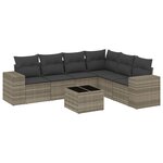 vidaXL Salon de jardin avec coussins 7 Pièces gris clair résine tressée