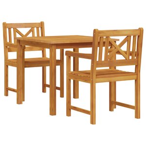 Ensemble de salle à manger de jardin 3 pièces en bois massif d'acacia
