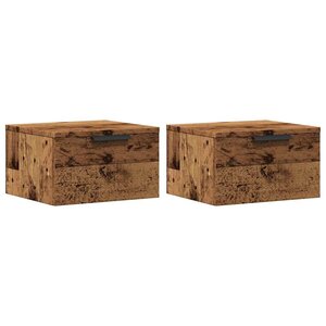 vidaXL Tables de chevet murales 2 Pièces vieux bois 34x30x20 cm