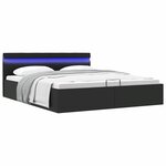 vidaXL Cadre de lit à rangement avec LED Noir Similicuir 180x200 cm