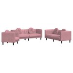 vidaXL Ensemble de canapés 3 Pièces avec coussins rose velours