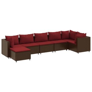 vidaXL Salon de jardin avec coussins 7 Pièces marron résine tressée